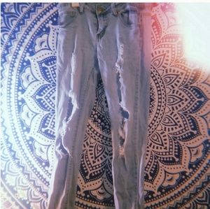 Ripped blue jeans